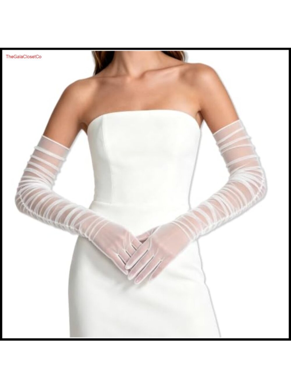 Sheer Ruched Mesh Tulle Long Gloves Opera Wedding Cosplay One Size